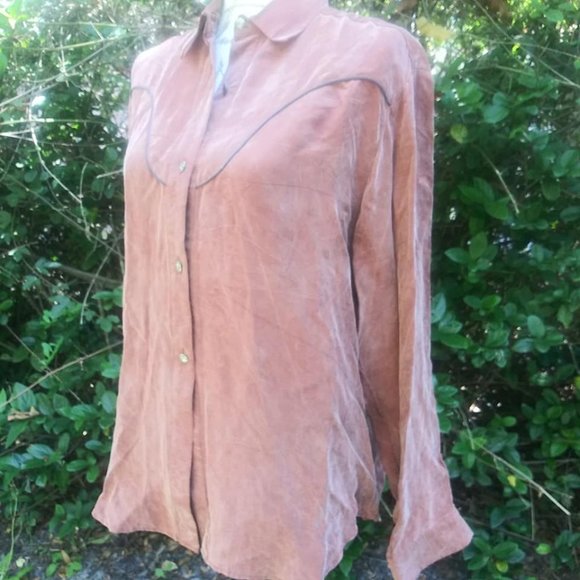 Prairie Fire Western Rodeo Shirt Size Large Rust - Picture 2 of 7